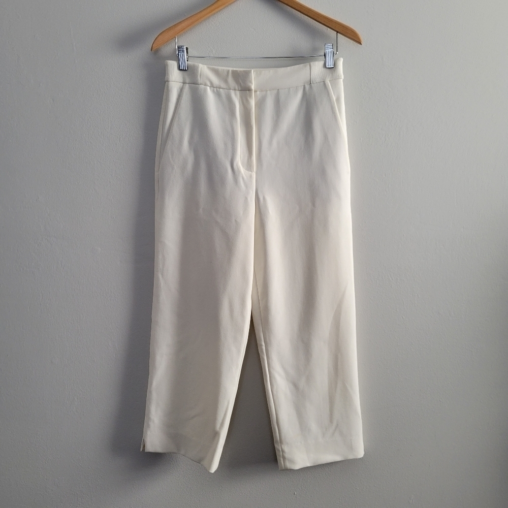 Tibi ivory ankle length straight trousers